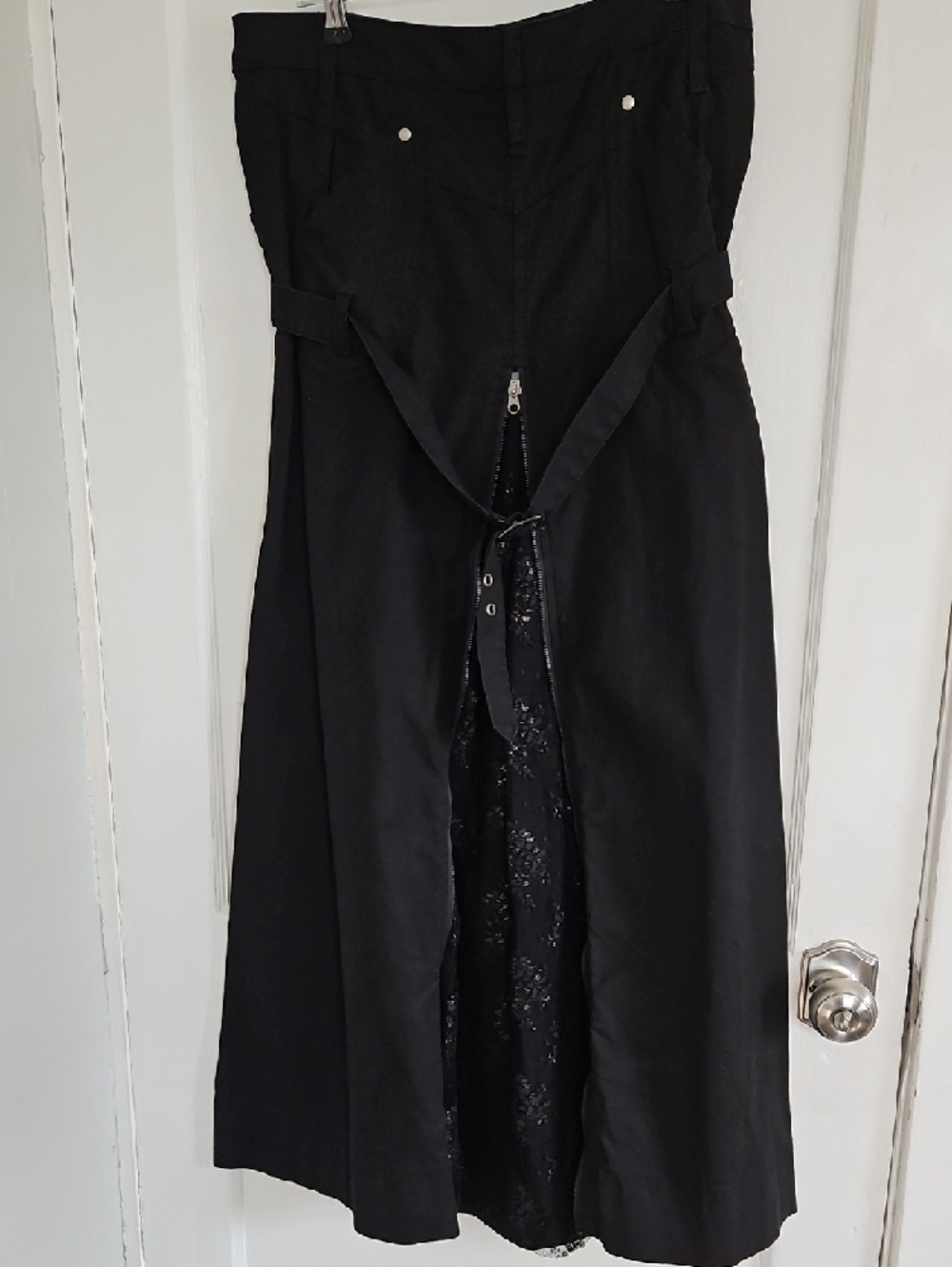 Lip Service Black A-Line Full Length Skirt with Zipper and Sparkley Lace Back - Picture 4 of 9